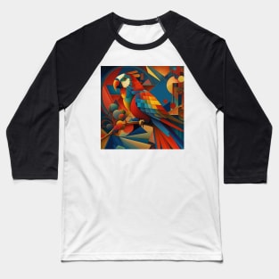 Scarlet Macaw - Abstract Art Style Baseball T-Shirt